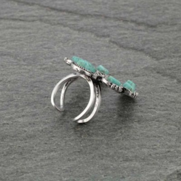 LAST ONE!! Squash Blossom Natural Stone Ring - Picture 7 of 7